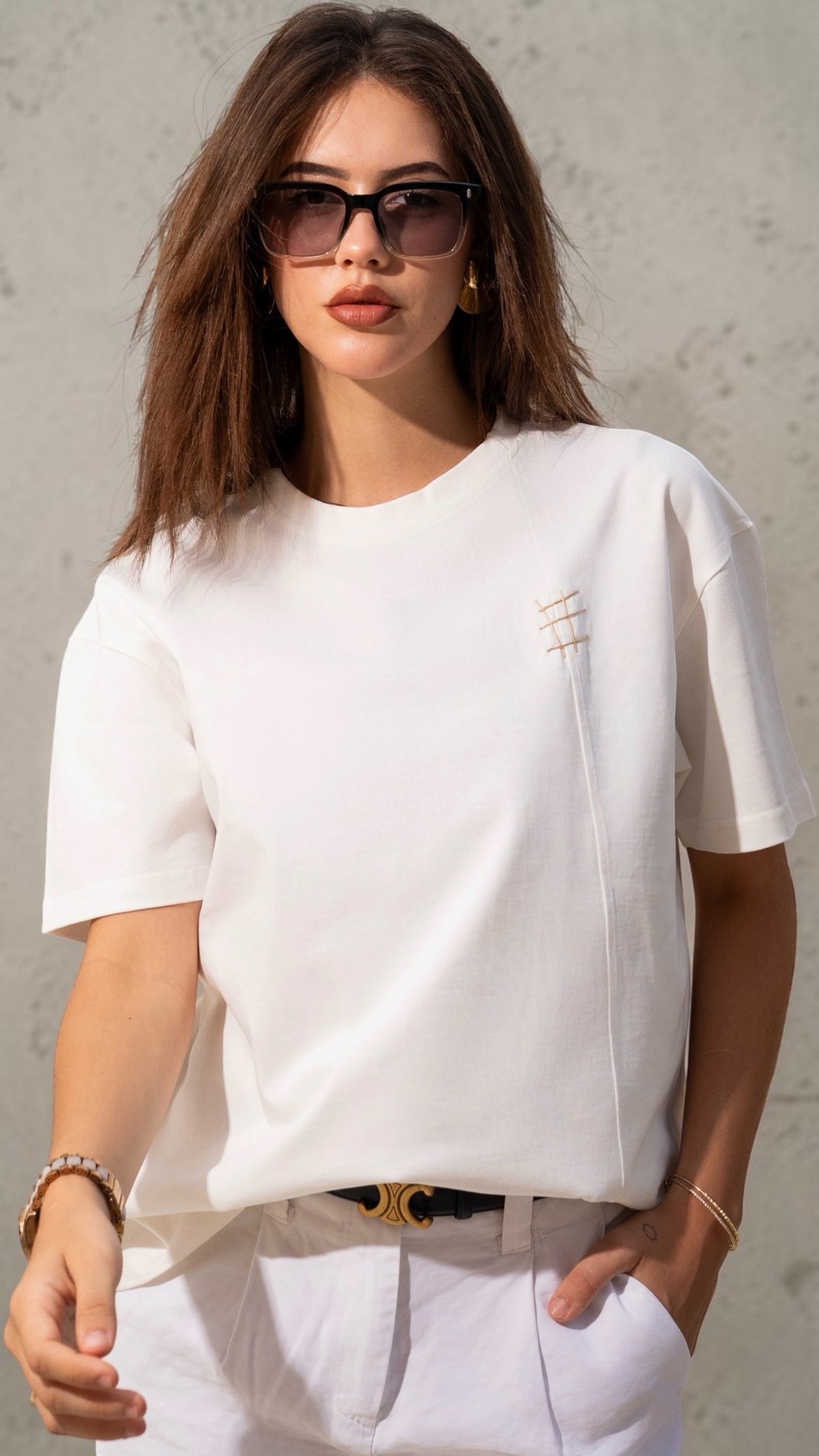 The Hand-Stitched Round Tee - White