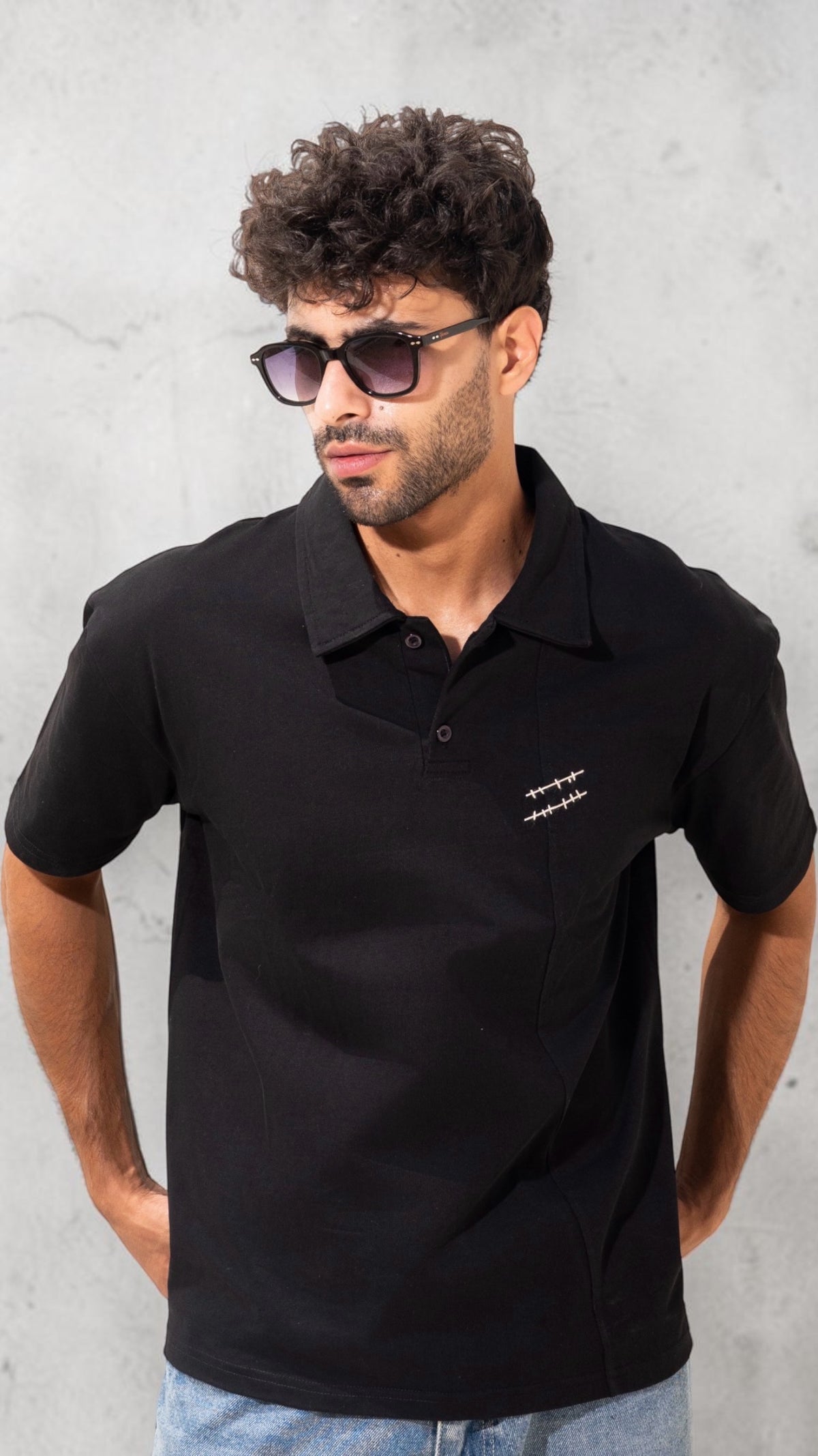 The Hand-Stitched Polo - Black
