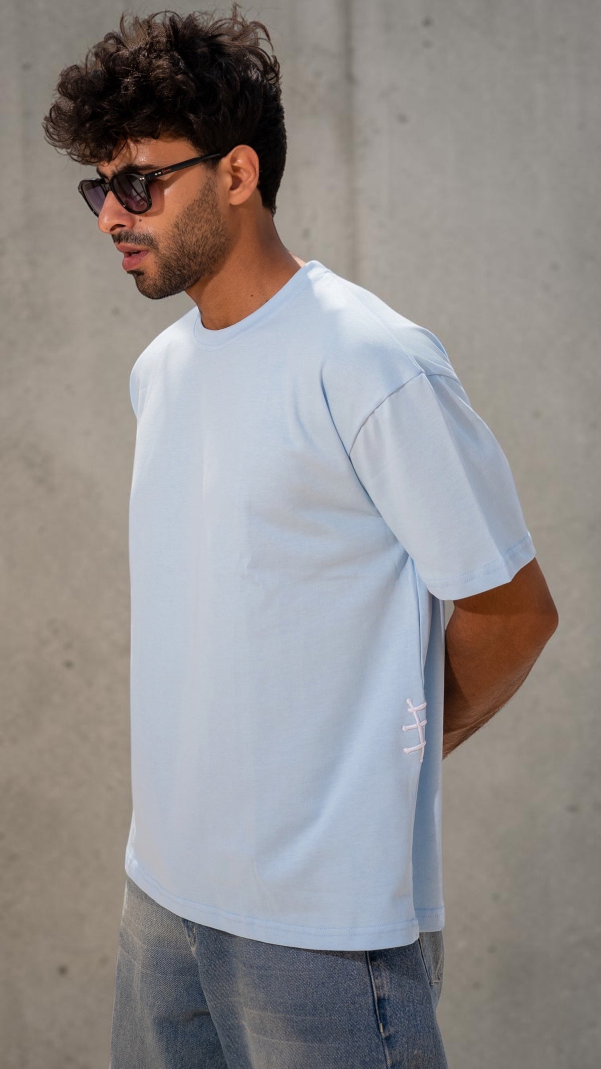 The Stitched Tee - Baby Blue