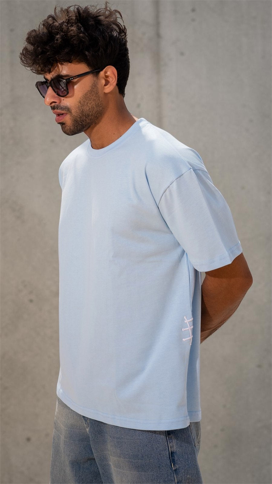 The Stitched Tee - Baby Blue