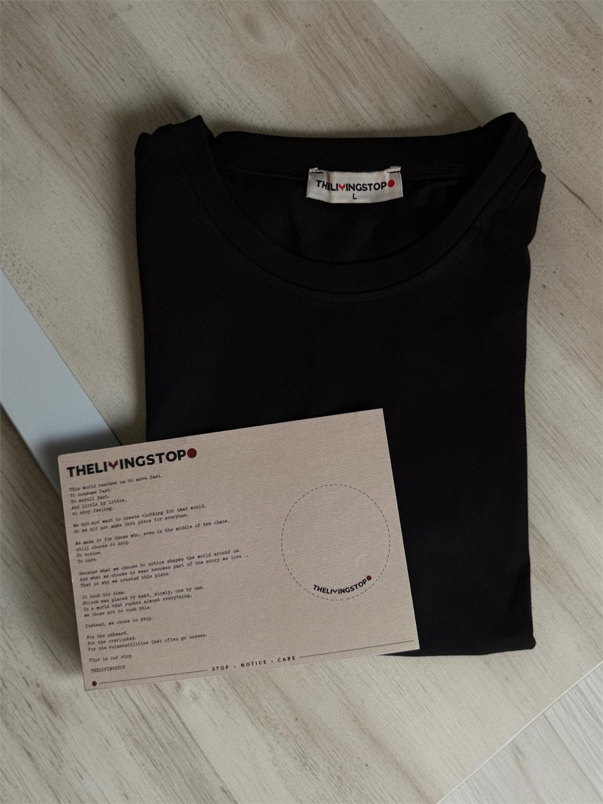 The Stitched Tee - Black material detail 1