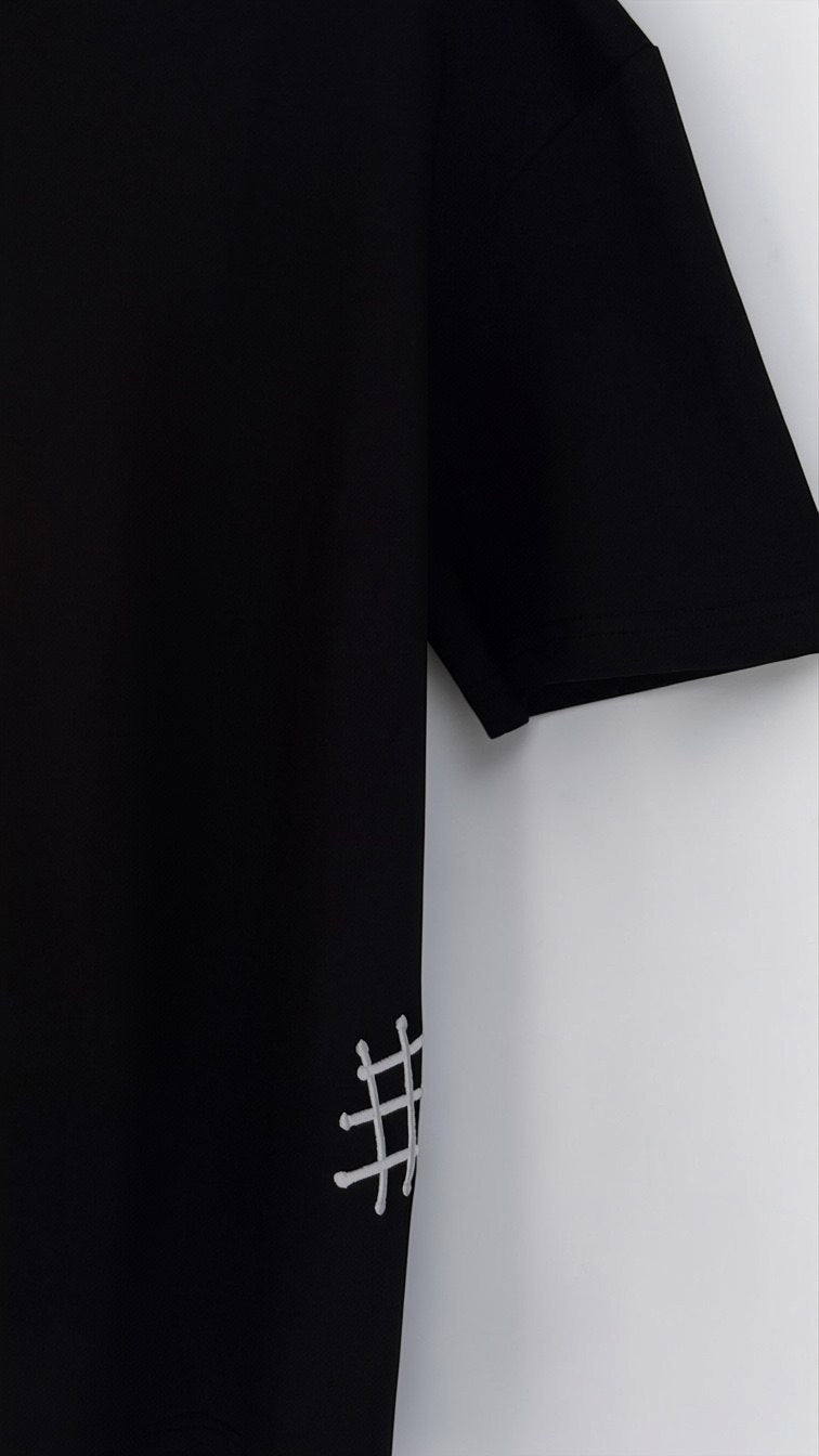 The Stitched Tee - Black material detail 2