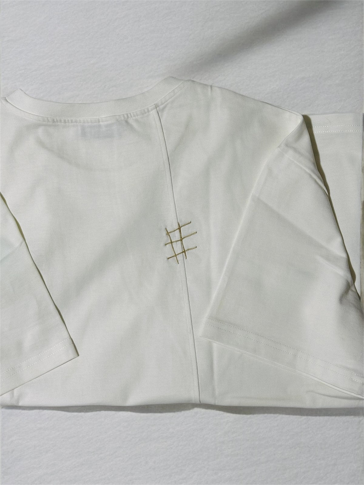 The Hand-Stitched Round Tee - White material detail 2