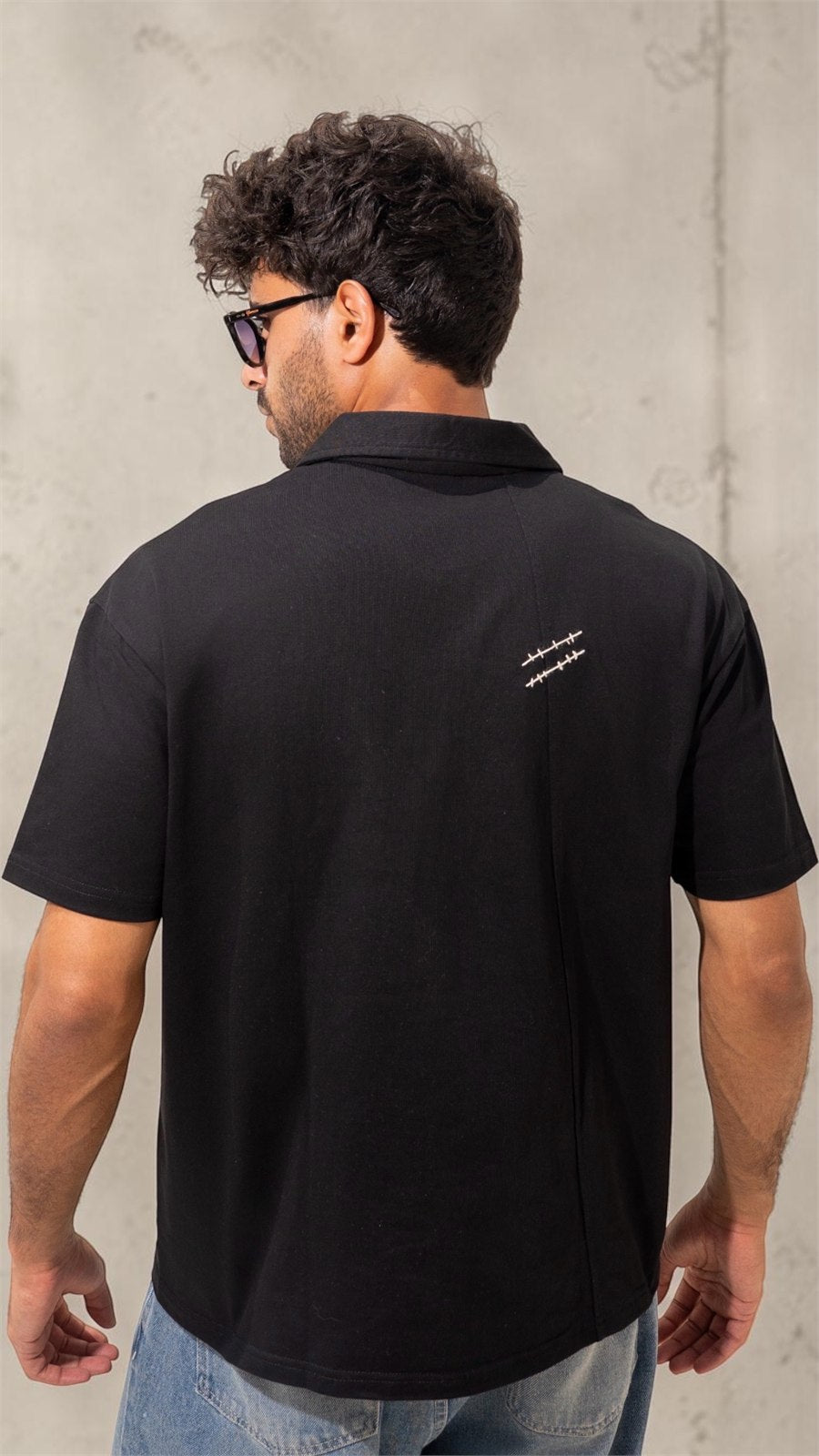 The Hand-Stitched Polo - Black