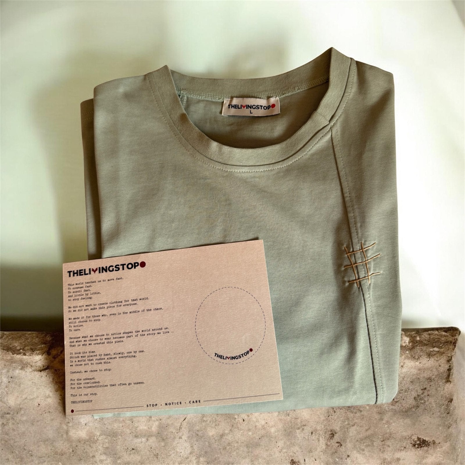 The Hand-Stitched Round Tee - Mint material detail 1