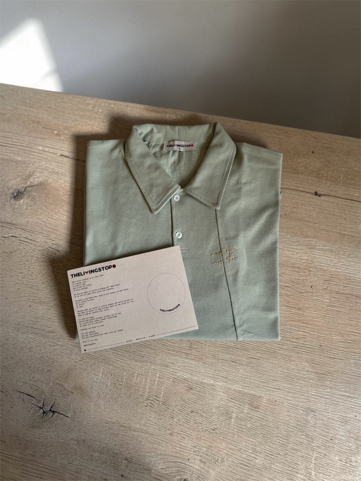 The Hand-Stitched Polo - Mint material detail 1